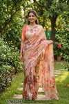 Falak Saree - Gold Yellow Floral Print | Hiya Vastram