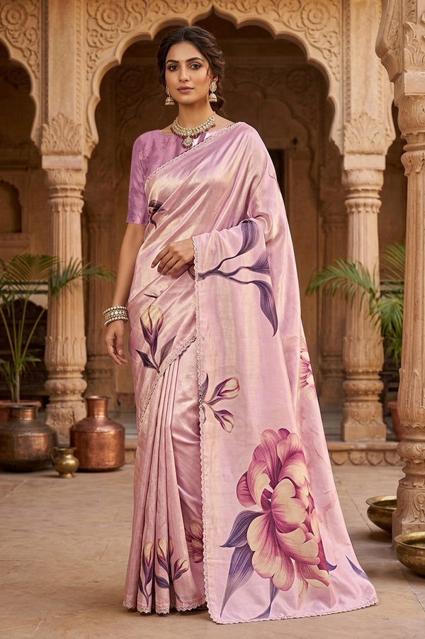 Falak Saree D.NO.2662 - Beige Leaf Print | Hiya Vastram
